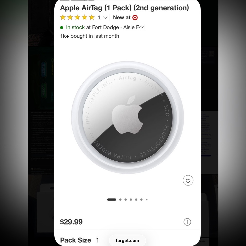 Apple AirTag in White and Silver Finish